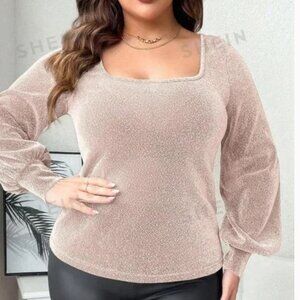 S137 Blush Pink Shimmery Top Size 3XL  NEW NWOT